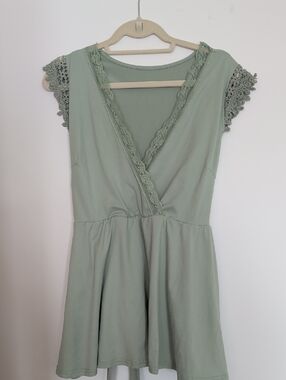 SHEIN Curve 2XL Sage Green Knit Top with Stretch Hem